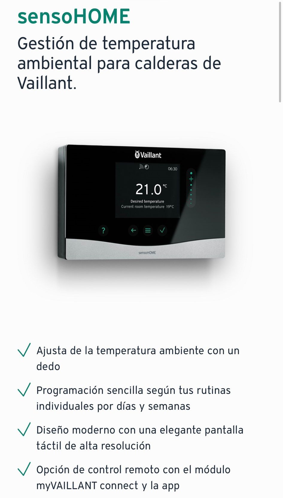 Control de calefacción y caldera